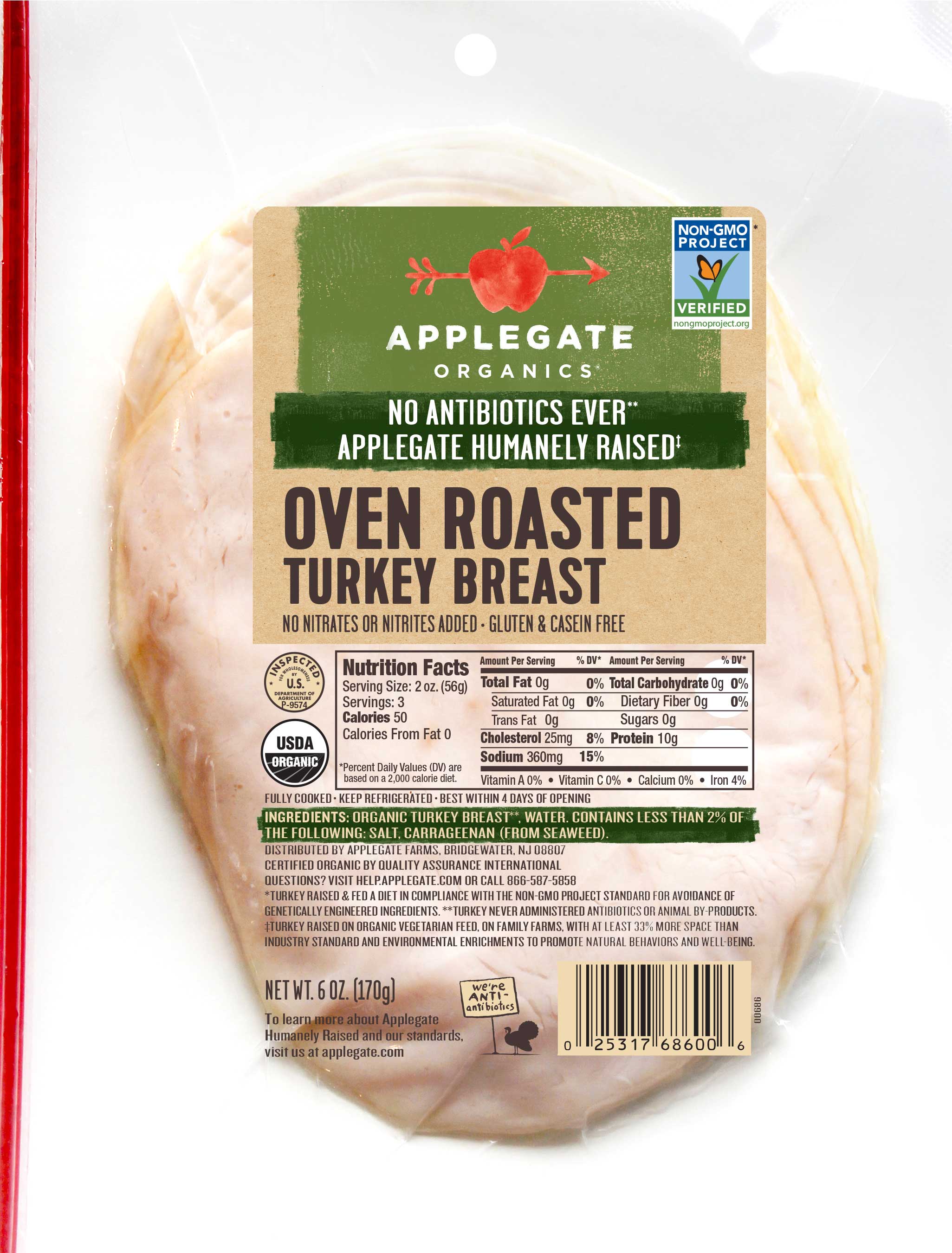 Applegate Organic Oven Roasted Sliced Turkey Case FoodServiceDirect