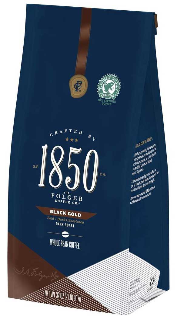 Coffee, Black Gold, Dark Roast, Whole Bean, 2 lb Bag