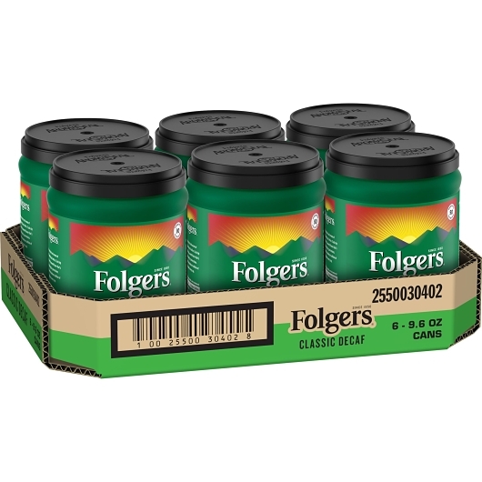 Folgers Classic Roast Decaffeinated Ground Coffee, 9.6 Ounce -- 6 Per Case