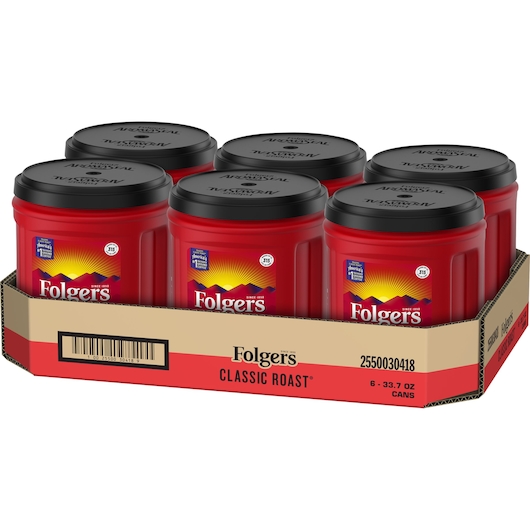 Folgers Classic Roast Ground Coffee, 33.7 Ounce -- 6 per