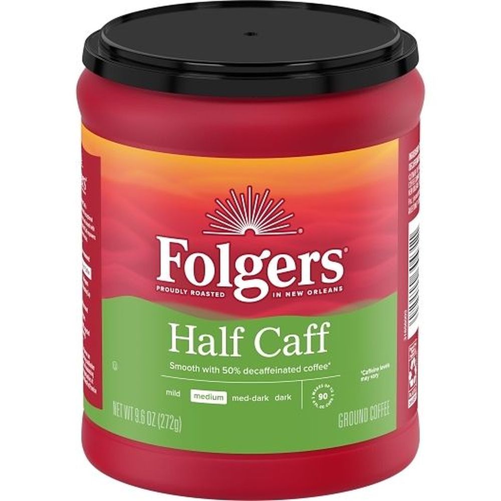 Visual Reference: Folgers Half Caffeine Ground Coffee 9 6 Ounce 6 Per