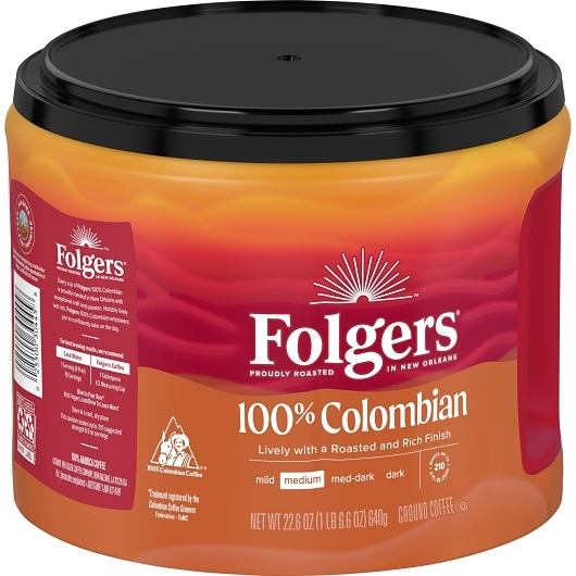 Folgers Colombian Ground Coffee, 22.6 Ounce -- 6 Per Case