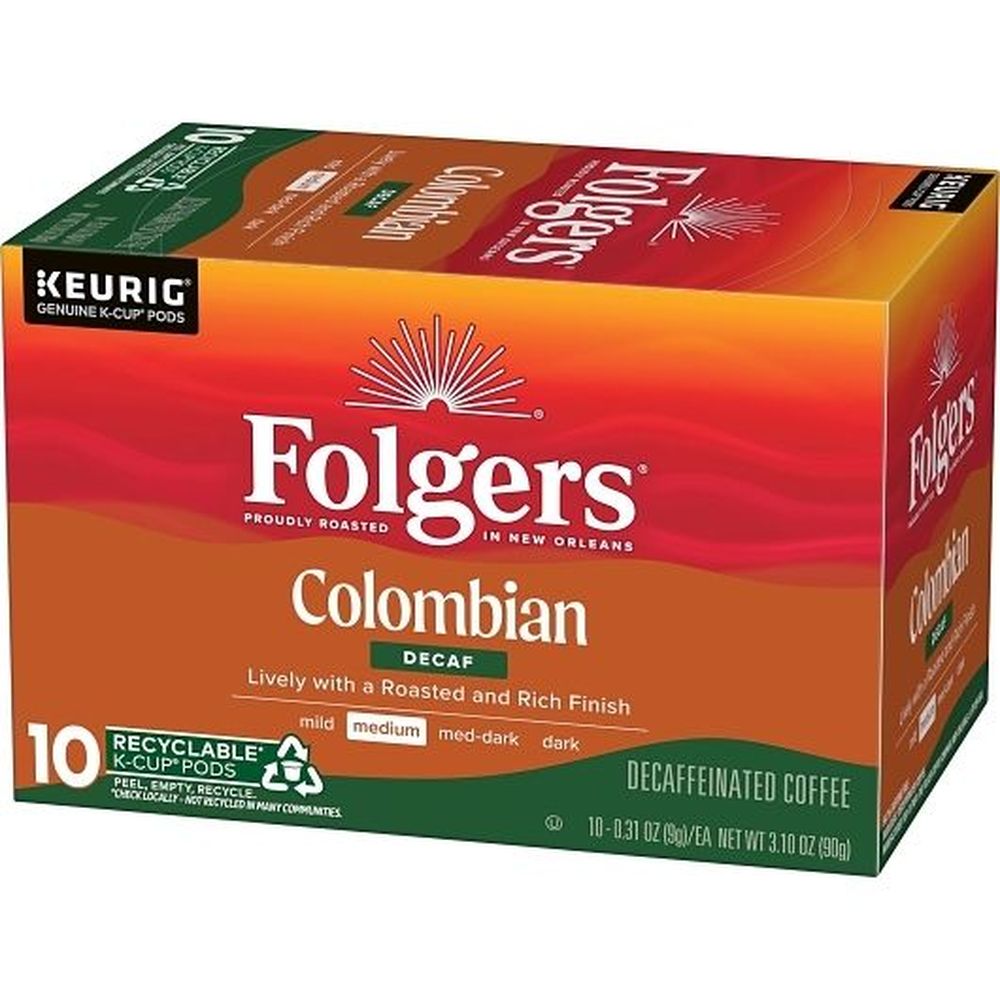 Folgers Colombian Decaffeinated K-Cup Coffee Pod, Ounce --