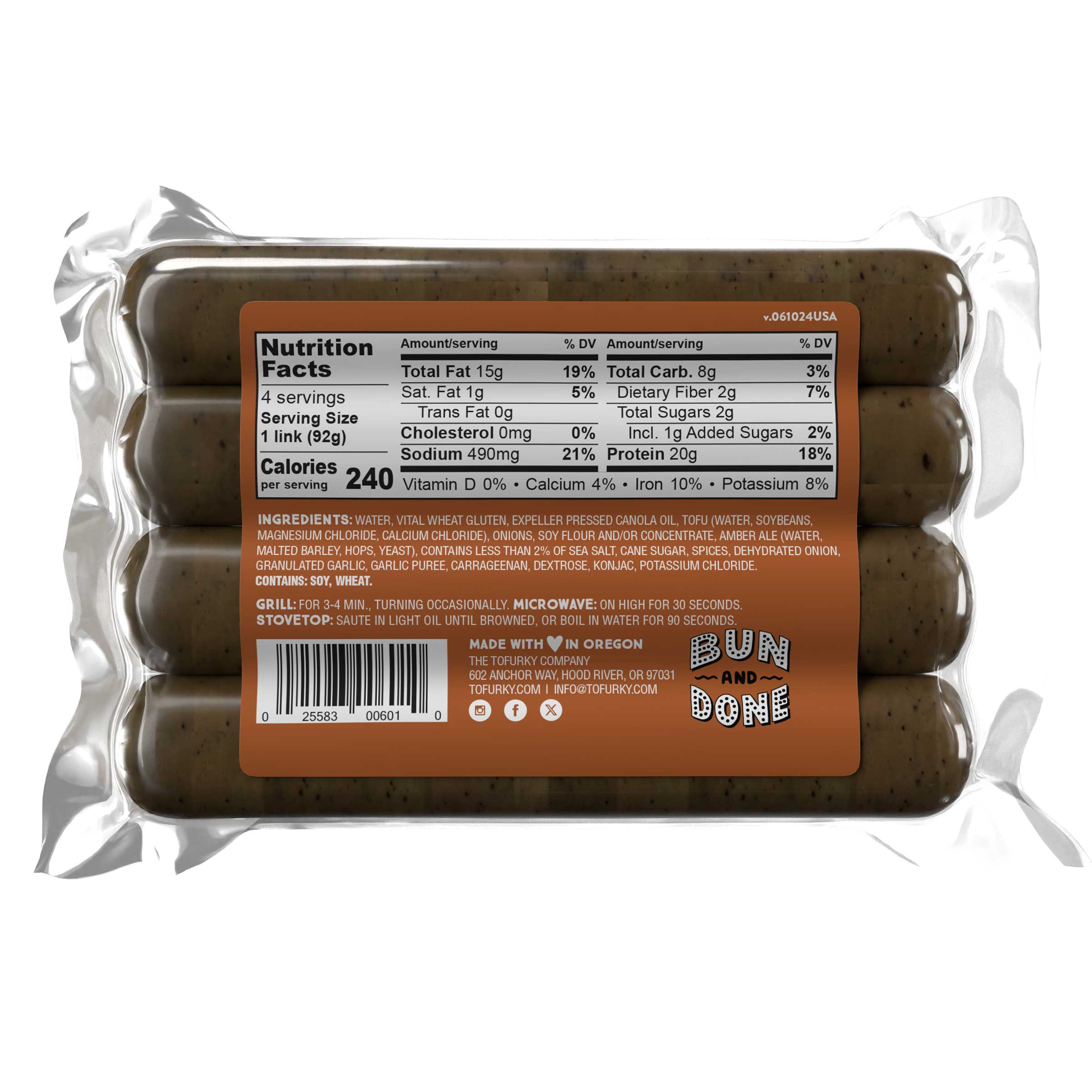 Tofurky Beer Brats Original Sausage, 14 Ounce -- 5 Per Case