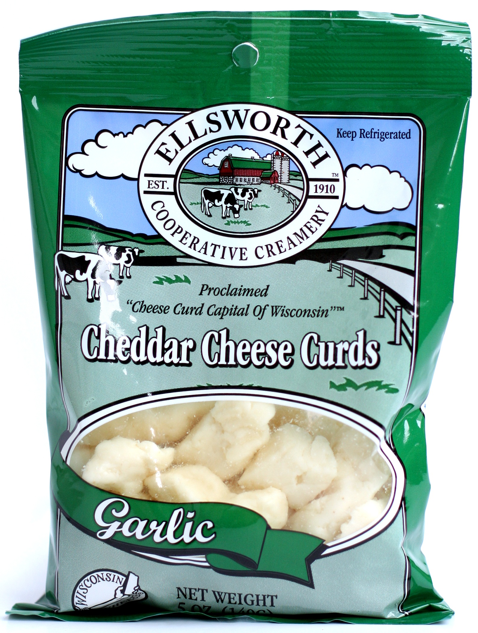 Ellsworth Farmer Certified Garlic White Cheddar Cheese Curd, 5 Ounce