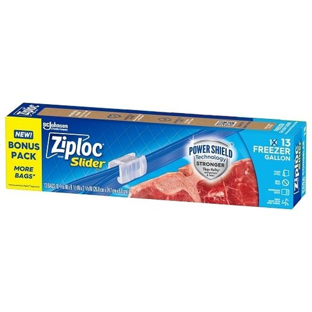 Ziploc Slider Freezer Gallon Bag, 13 Count -- 12 Per Case