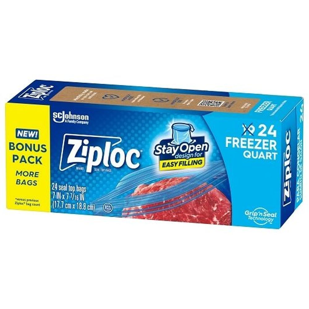 Ziploc Suso Freezer Quart Bag, 24 Count -- 12 Per Case