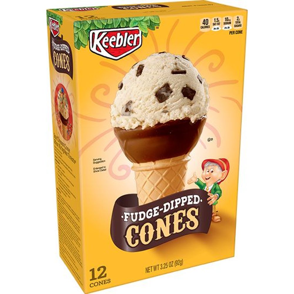 Keebler Fudge Dipped Cones, 3.25 Ounce -- 6 Per Case