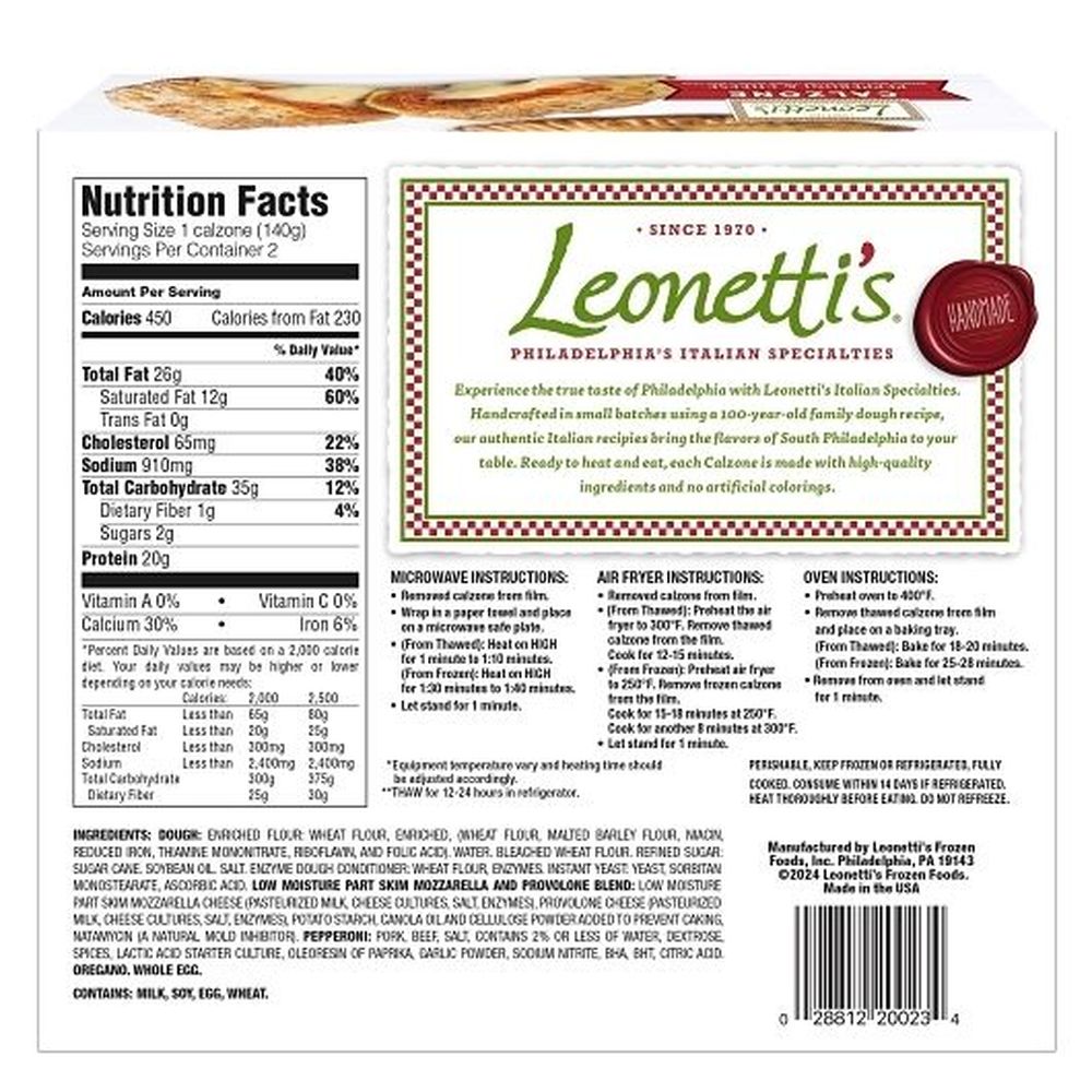 Leonettis Pepperoni and Cheese Calzone, 10 Ounce -- 6 per case