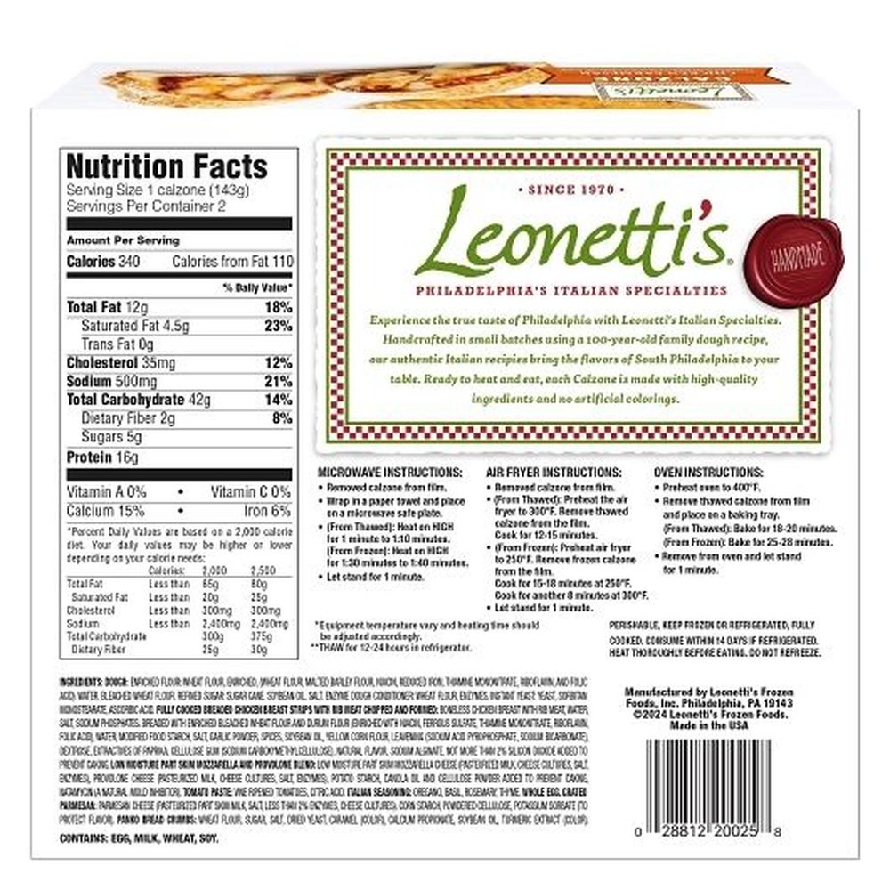 Leonetti's Chicken Parmesan Calzone, 10 Ounce -- 6 Per Case