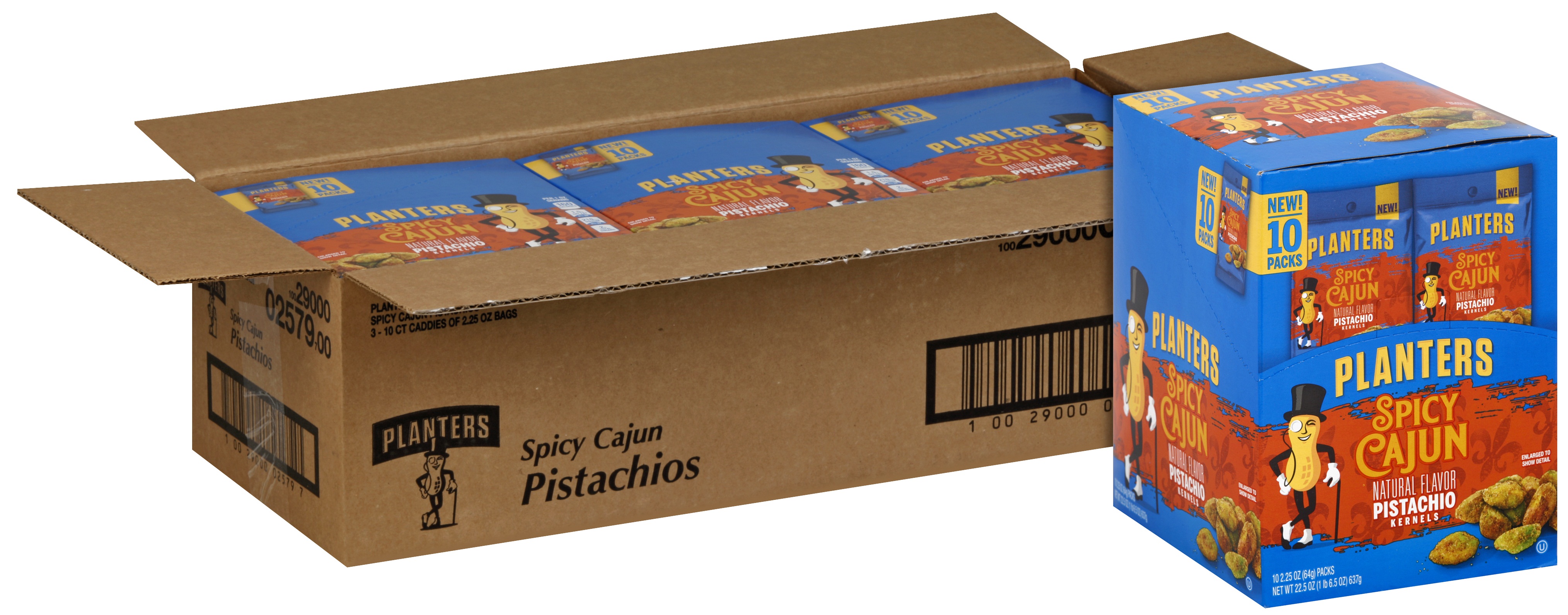 Planters Spicy Cajun Pistachios Snack Nuts, 2.25 Ounce -- 30 per case.