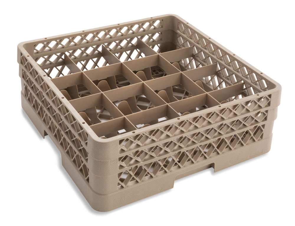 Traex Rack Master Beige 16 Compartment Glass Rack With Two Extenders, 7 1/8 X 19 3/4 X 19 3/4 Inch -- 2 Per Case