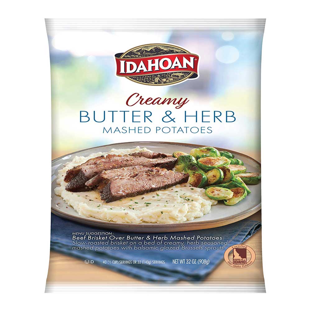 Idahoan Real Butter and Herb Mash Potatoes, 32 Ounce -- 8 per case.