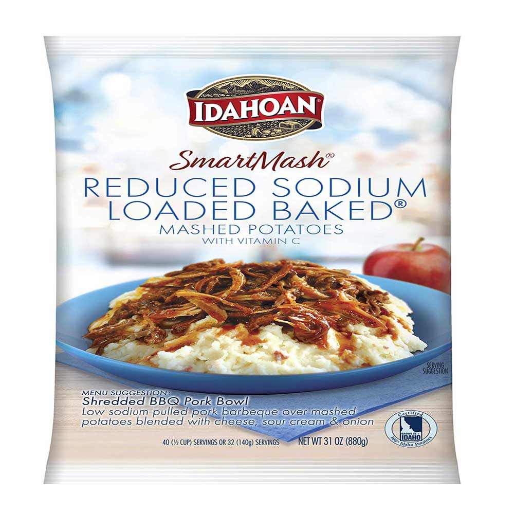 Idahoan Reduced Sodium Loaded Baked Mashed Potatoe, 31 Ounce -- 12 per case.