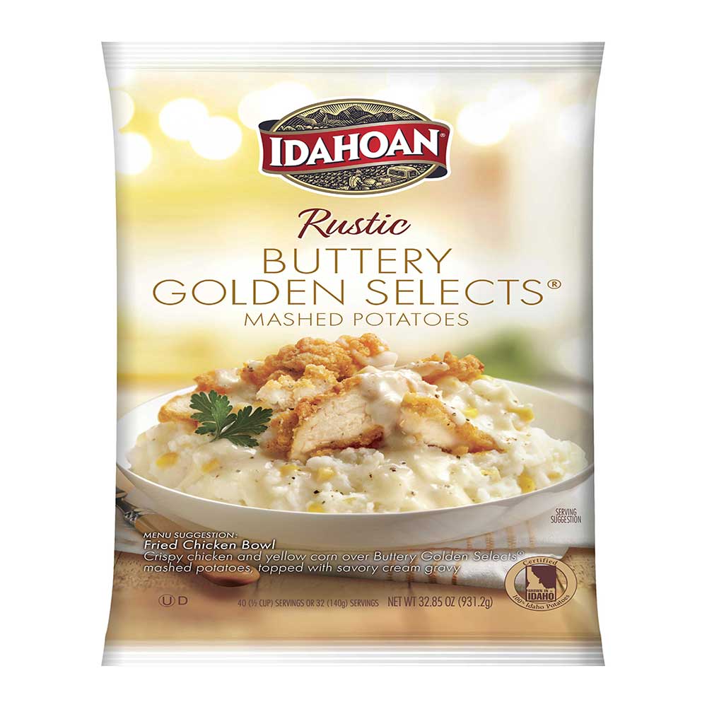 Idahoan Buttery Golden Selects Mashed Potatoes, 32.5 Ounce -- 8 per case.