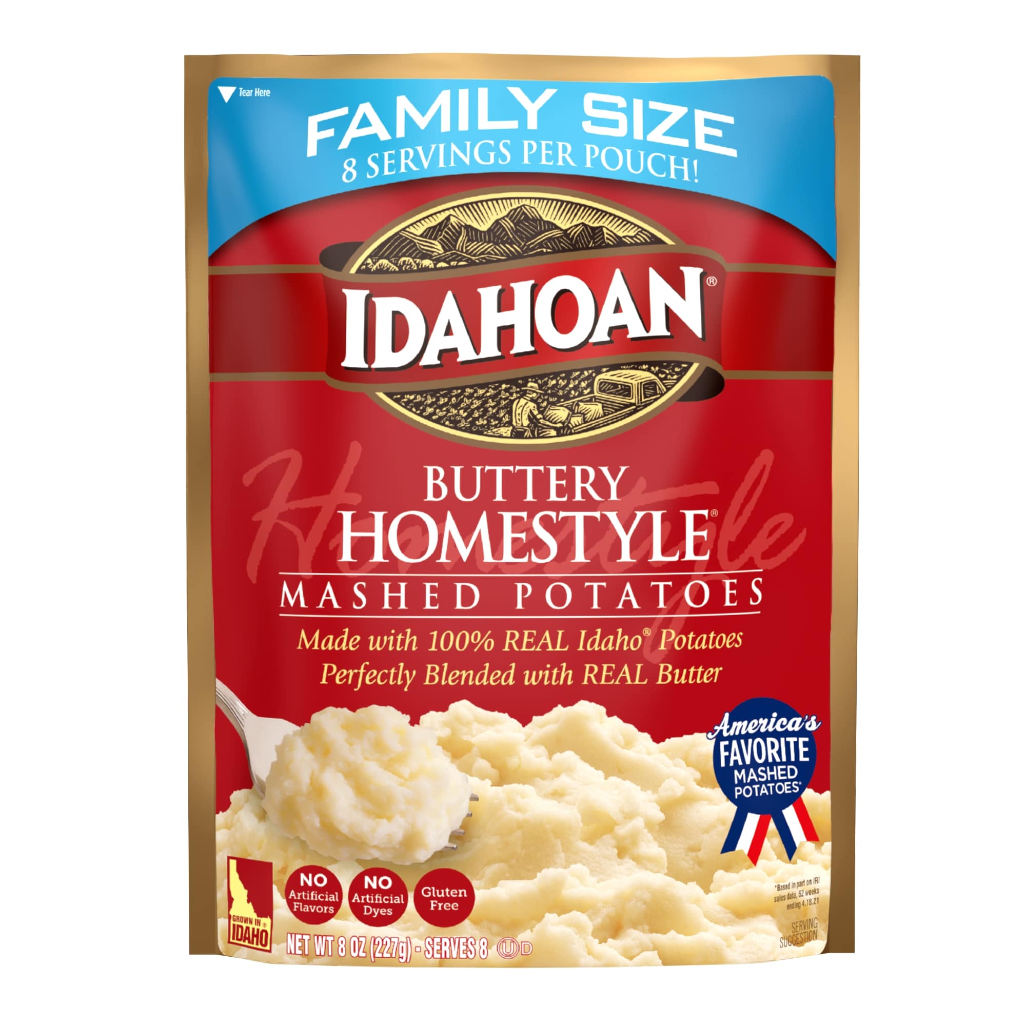 Idahoan Foods Buttery Homestyle Mashed Potatoes, 8 Ounce -- 8 per case.