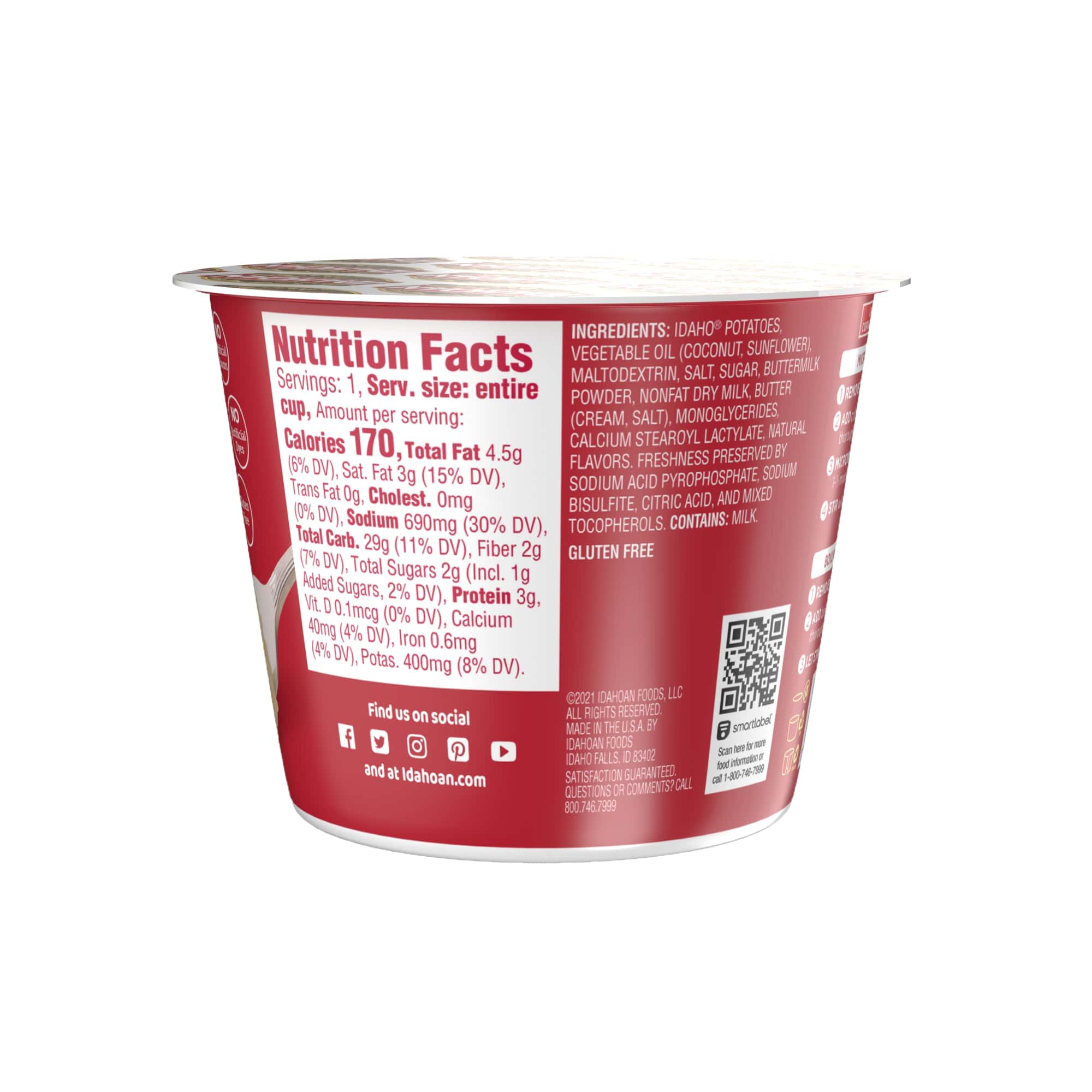 Idahoan Buttery Homestyle Mashed Potatoes, 1.5 Ounce Cup -- 10 Per Case