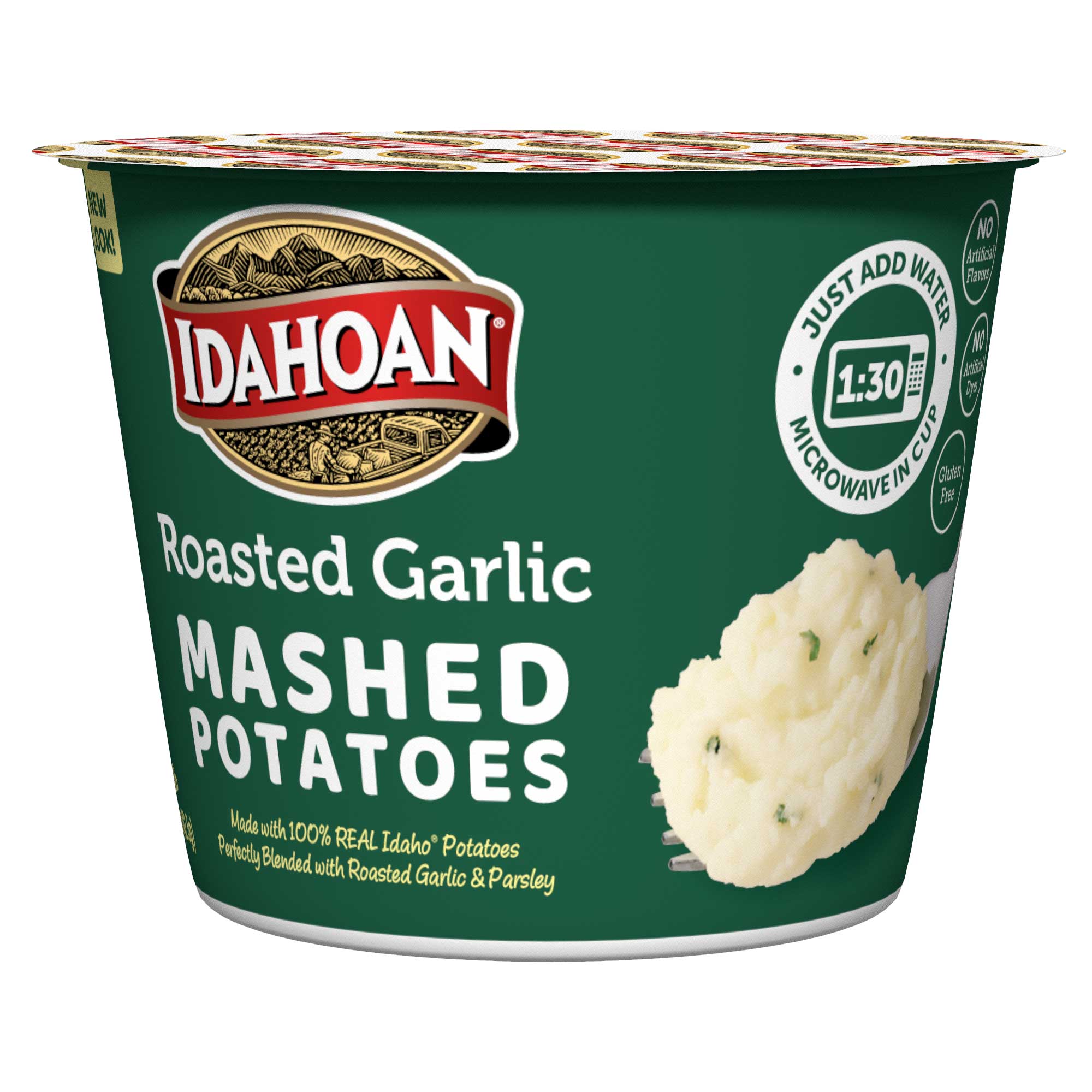 Idahoan Roasted Garlic Mashed Potato Cup, 1.5 Ounce -- 10 per case.