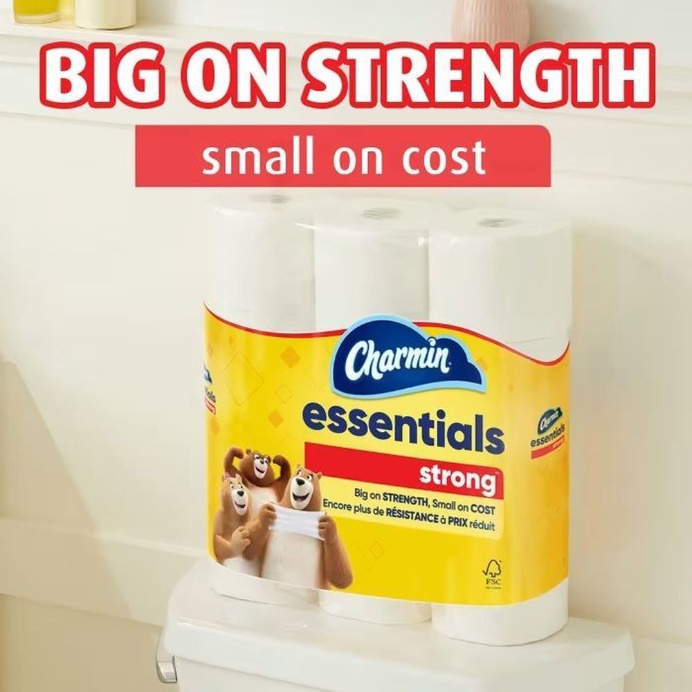 Charmin Essentials Strong Unscented Dry 1 Ply Toilet Tissue, 560 Square Foot -- 4 Per Case
