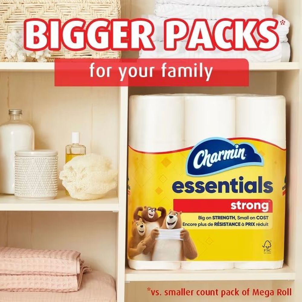 Charmin Essentials Strong Unscented Dry 1 Ply Toilet Tissue