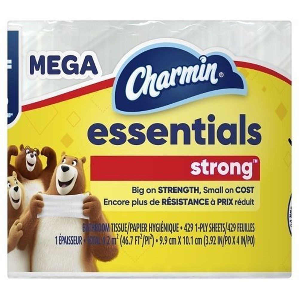 Charmin Essentials Strong Dry Unscented Toilet Tissue, 46.7 Square Foot -- 36 Per Case
