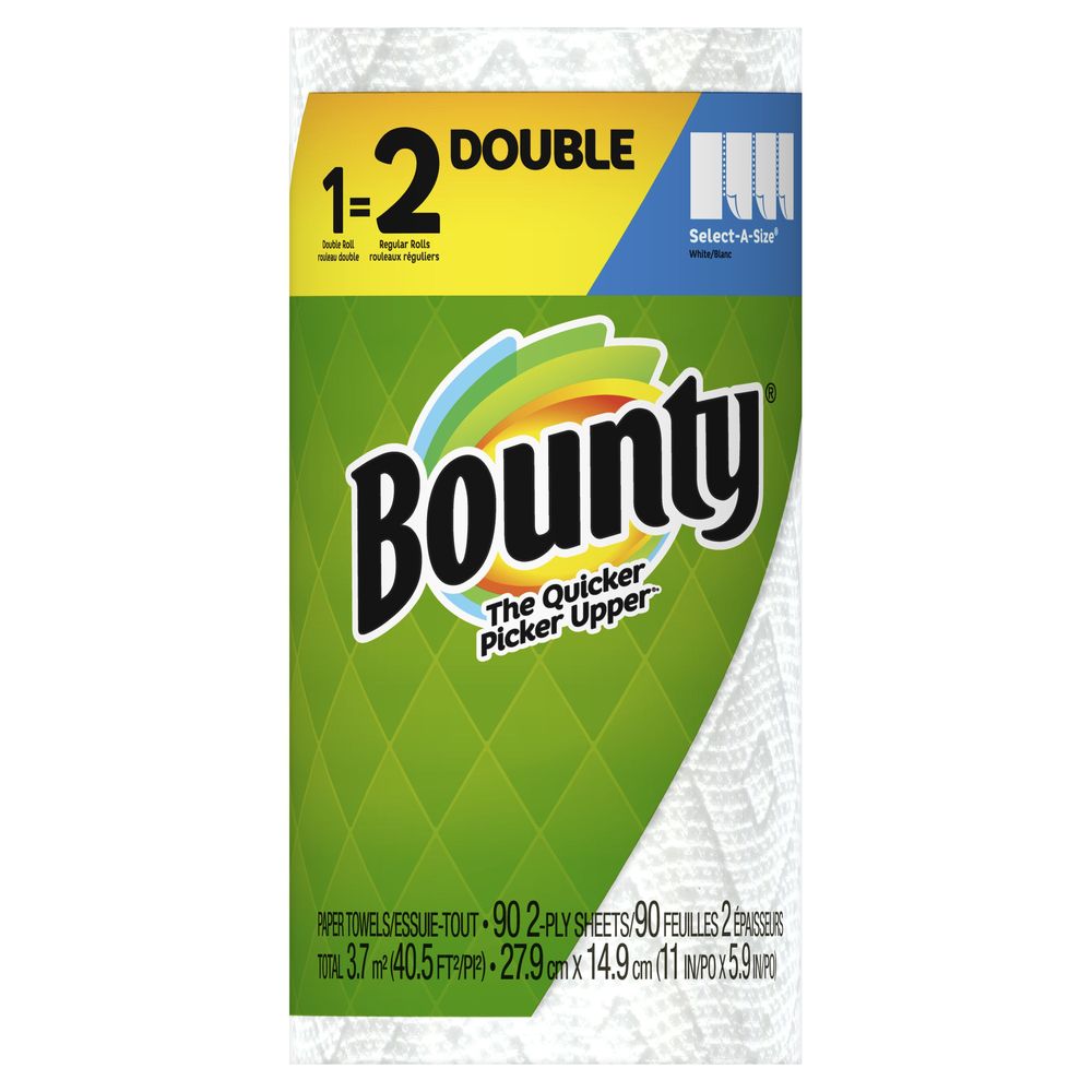 Bounty White Double Roll Select A Size Paper Towel, 90 Count -- 24 Per Case
