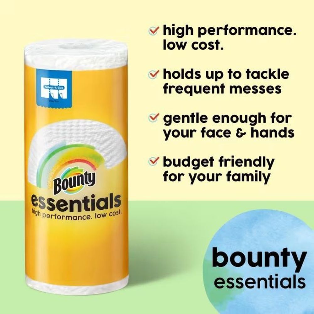 Bounty Essentials Select-a-size White 2 Ply Paper Towel Roll, 4 Count -- 6 Per Case