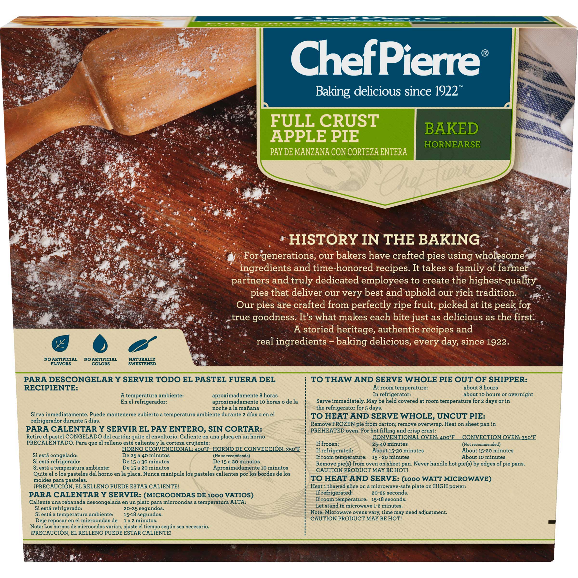 Sara Lee Chef Pierre Pre Baked Apple Full Crust Pie Case