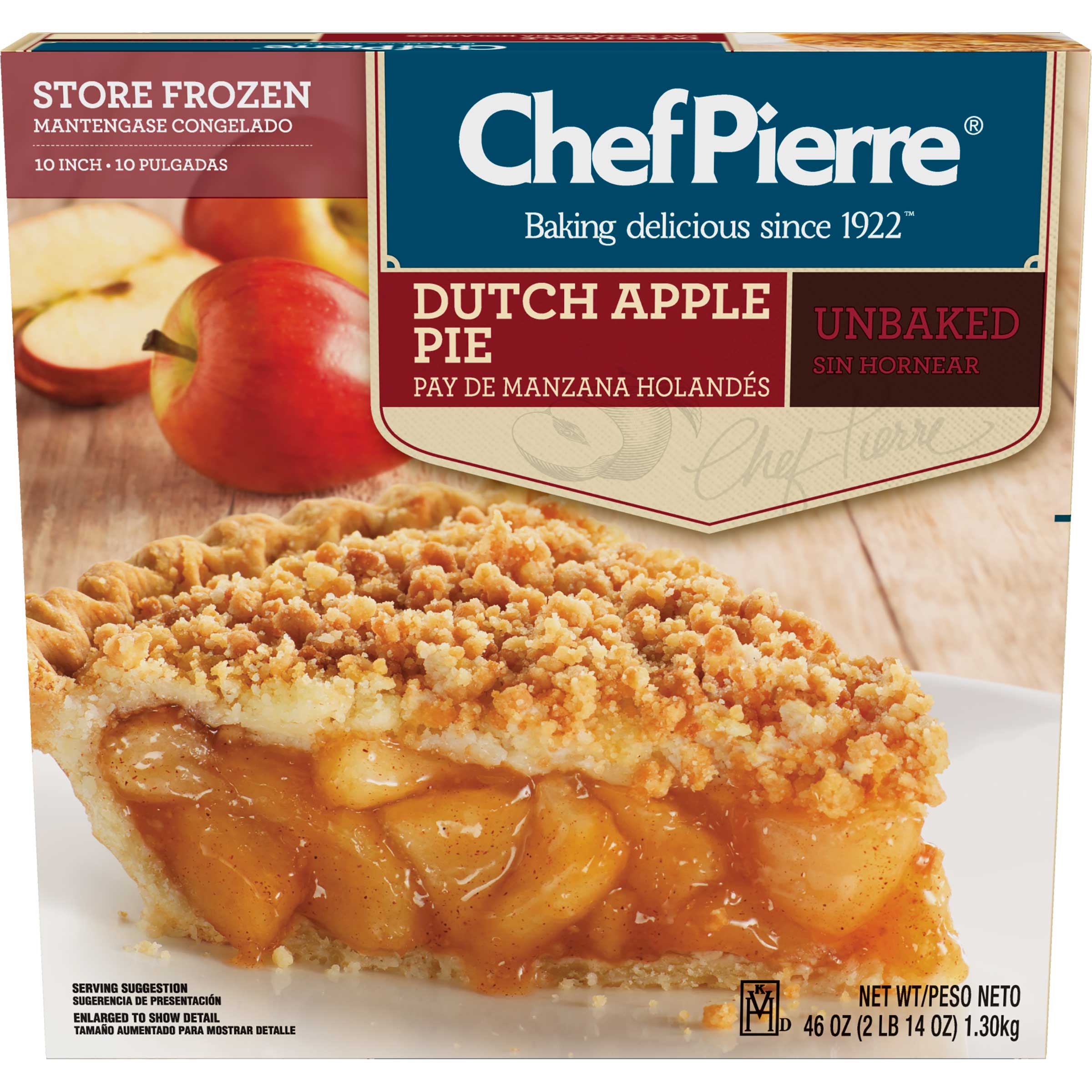 Sara Lee Chef Pierre Traditional Unbaked Dutch Apple Fruit Pie, 10