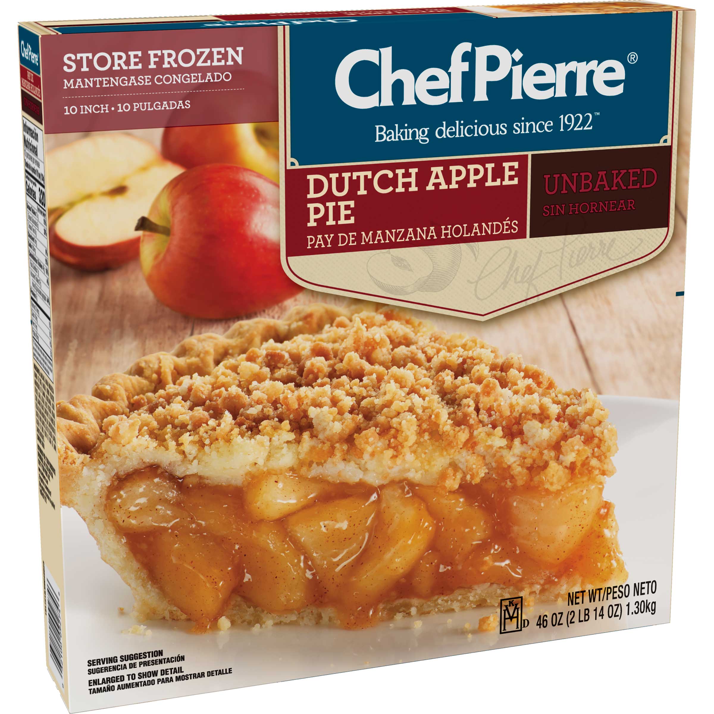 Sara Lee Chef Pierre Traditional Unbaked Dutch Apple Fruit Pie, 10