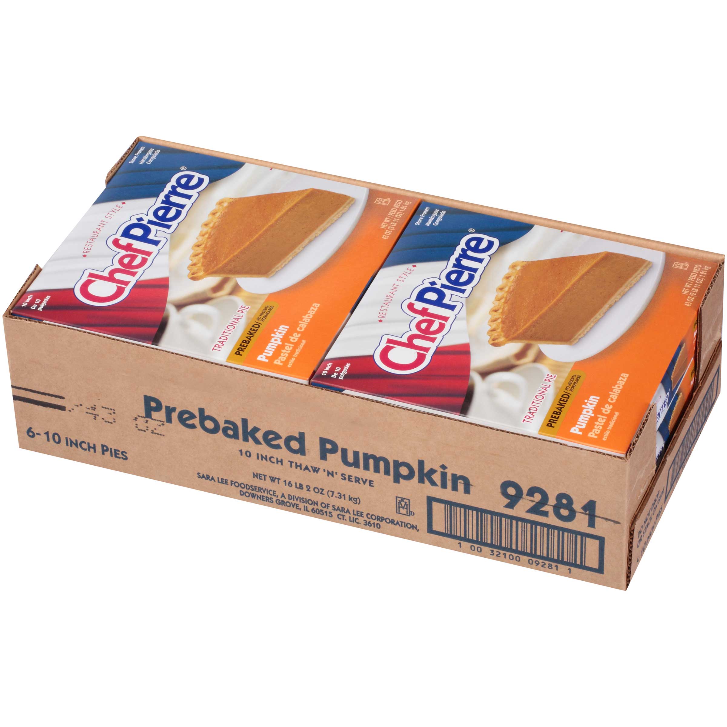 Sara Lee Chef Pierre Pre Baked Pumpkin Open Face Specialty Pie, 10