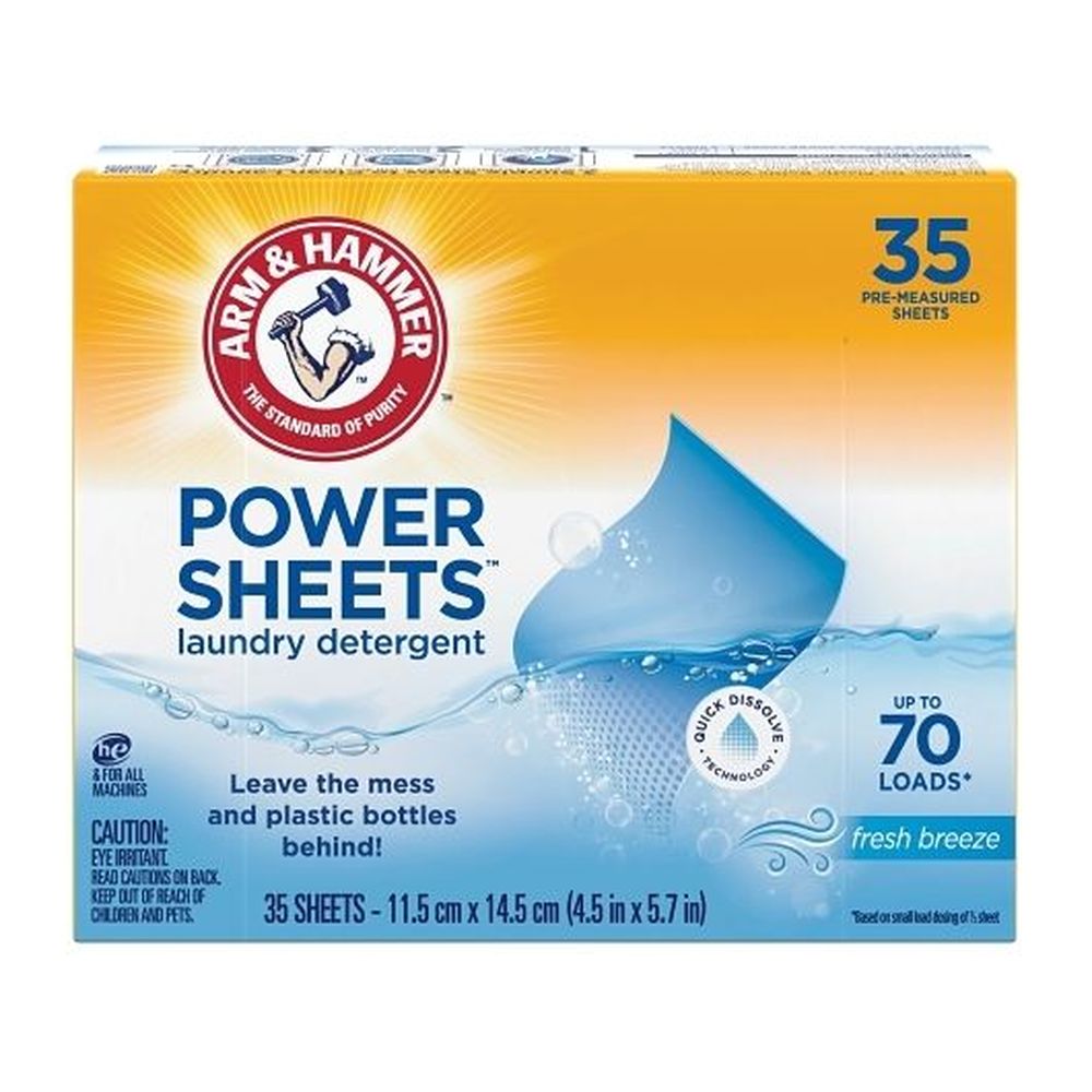 Arm & Hammer Power Sheets Fresh Breeze Laundry Detergent Sheets, 35 Count -- 6 Per Case