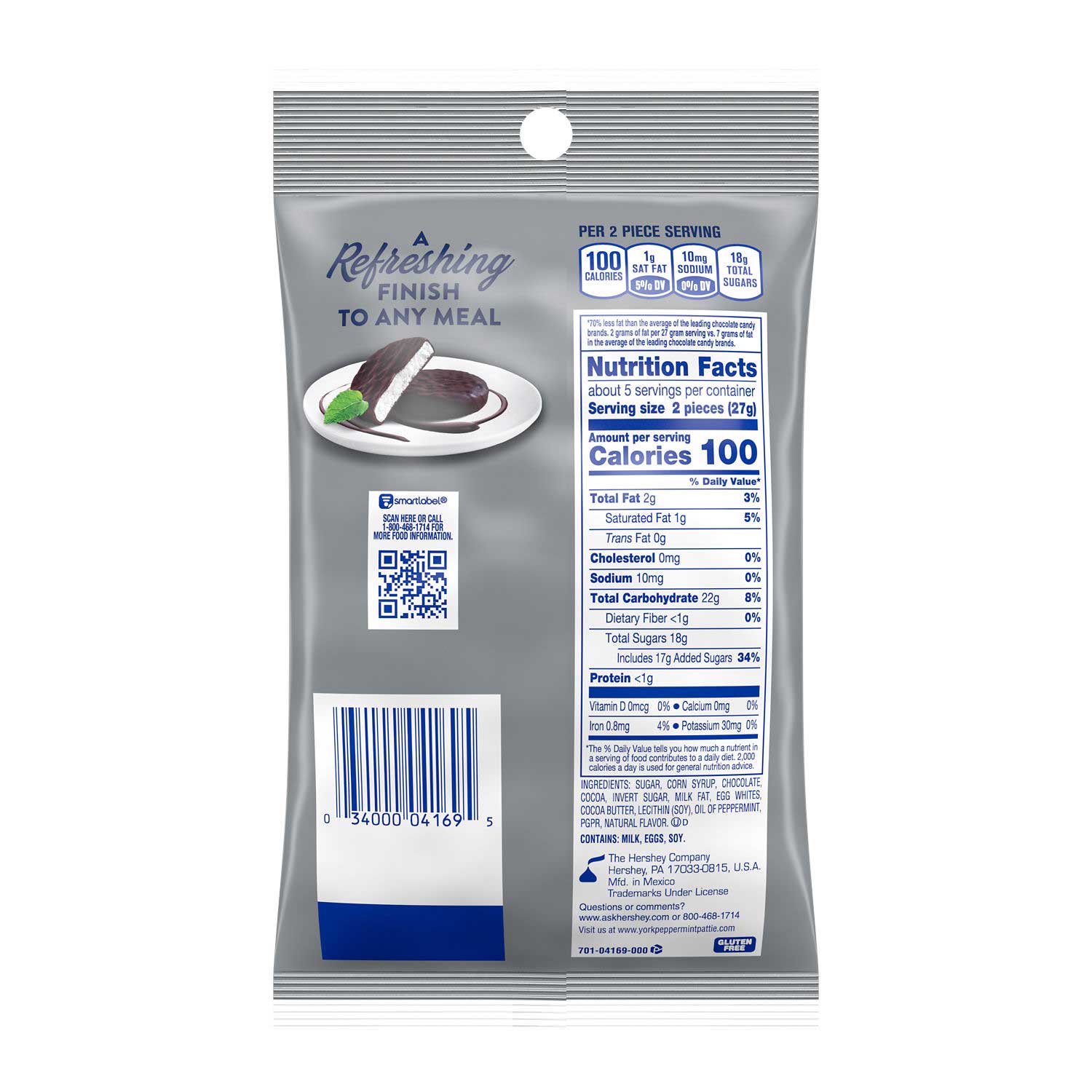 York Dark Chocolate Covered Peppermint Patties - Peg Bag, 4.8 Ounce -- 12  per case, image size:1500x1500