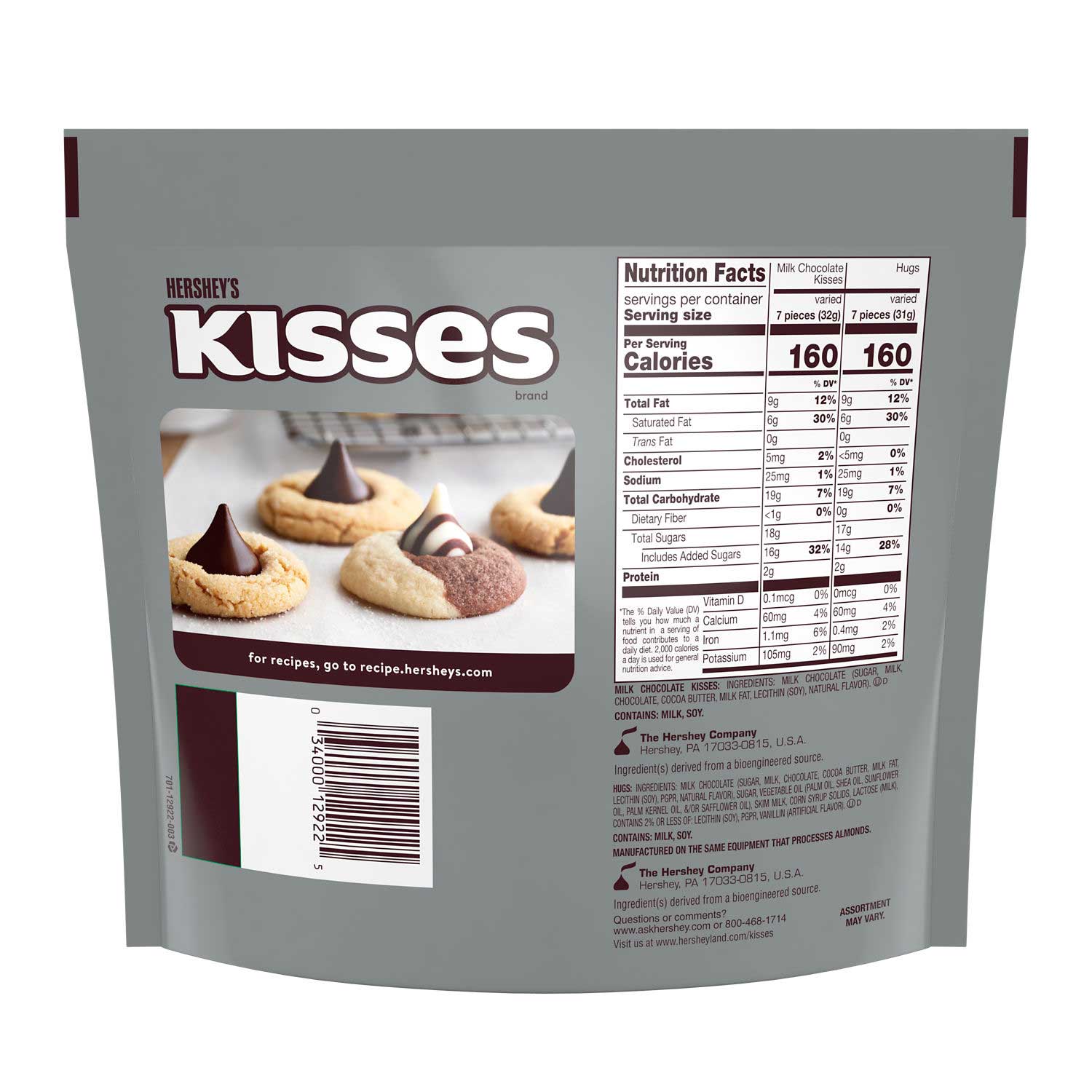 Hershey's Kisses Assorted Milk Chocolate And White Creme, Family Pack, 15.6 Ounce -- 8 Per Case