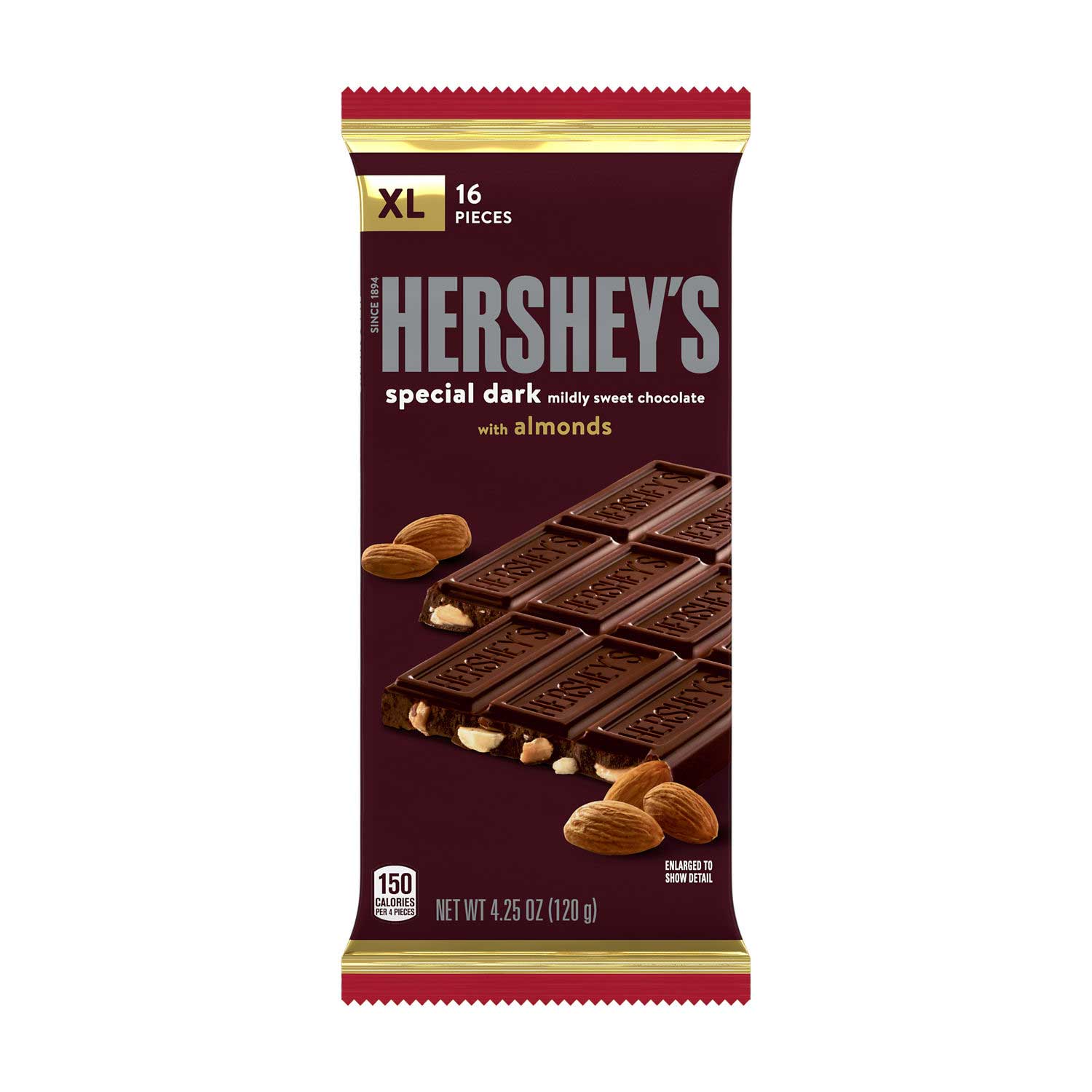 Hersheys X-Large Special Dark Mildly Sweet Chocolate Bar with Almonds ...