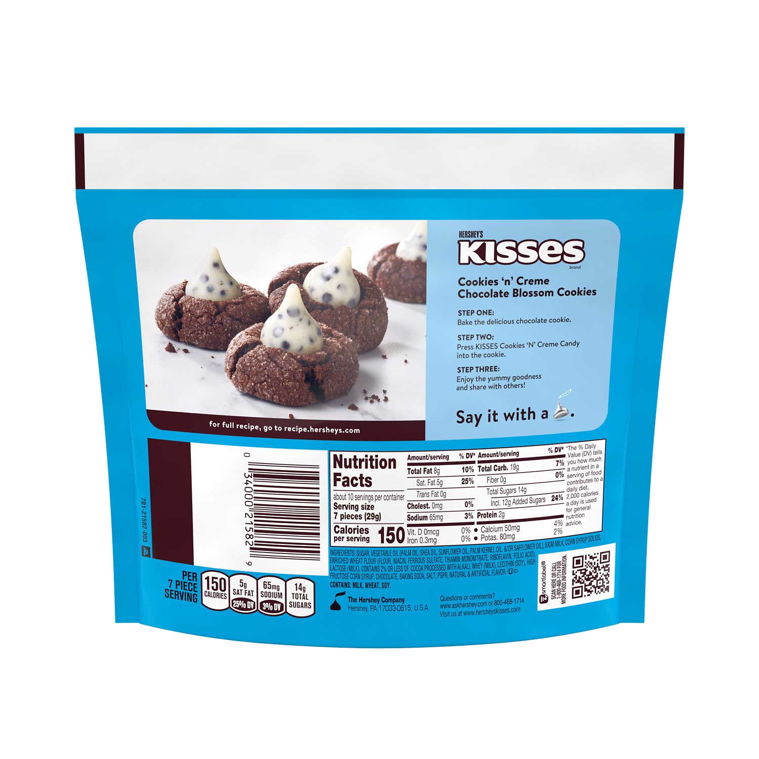 【メーカー直送】 Hersheys Kisses Pack Share - Candy Foil Blue Creme N Cookies 菓子