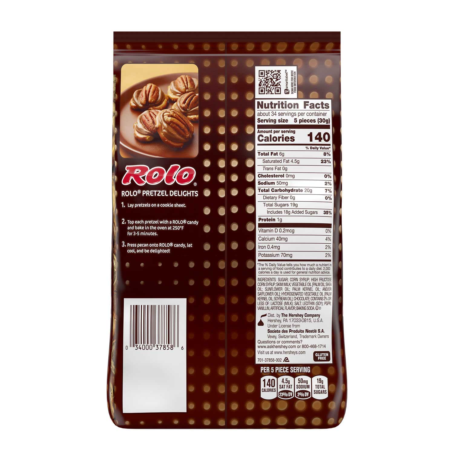 Rolo Party Pack Creamy Caramels In Rich Chocolate Candy, Stand Up Bag, 35.6 Ounce -- 9 Per Case