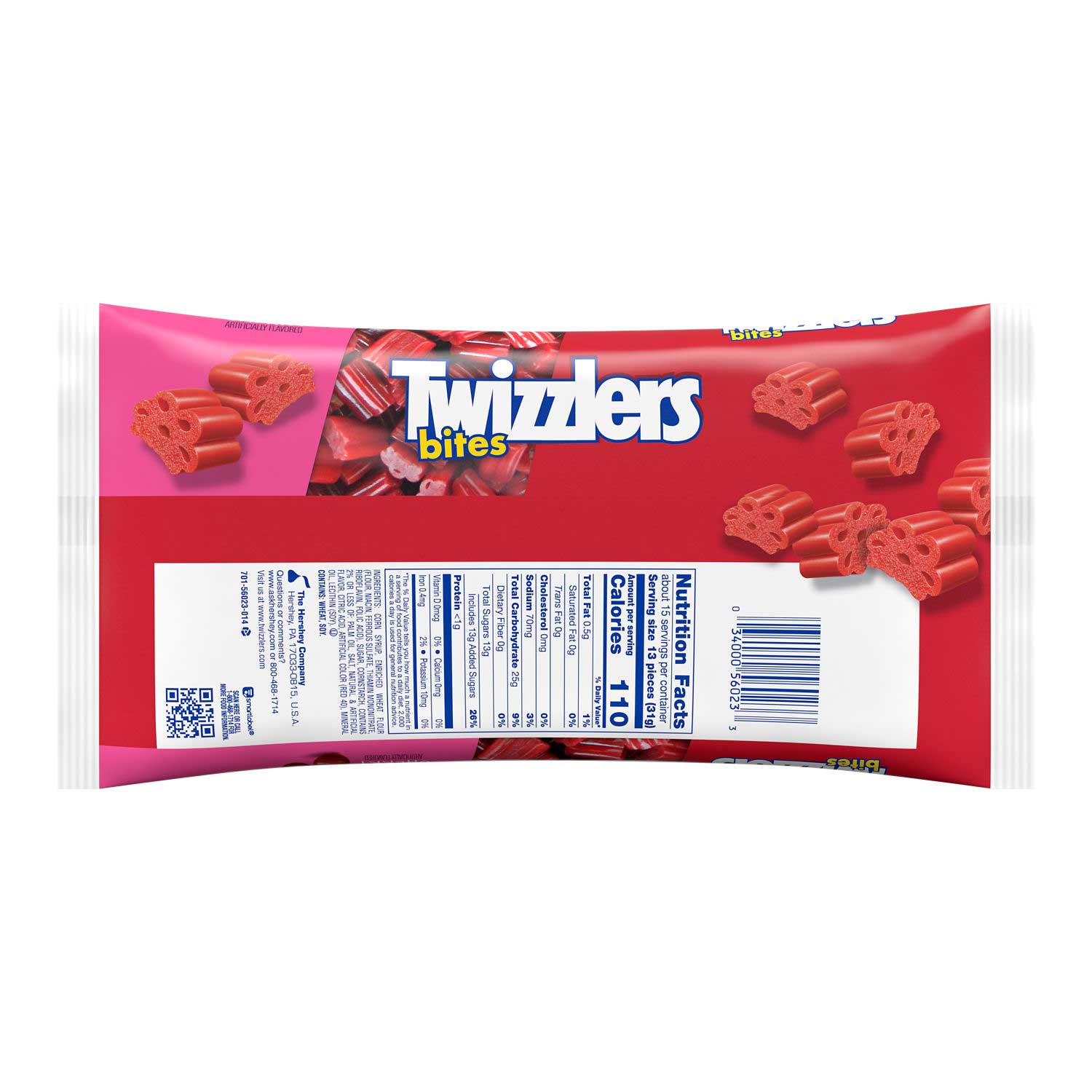 Twizzlers Cherry Flavored Bites Candy, Laydown Bag, 16 Ounce -- 24 Per Case