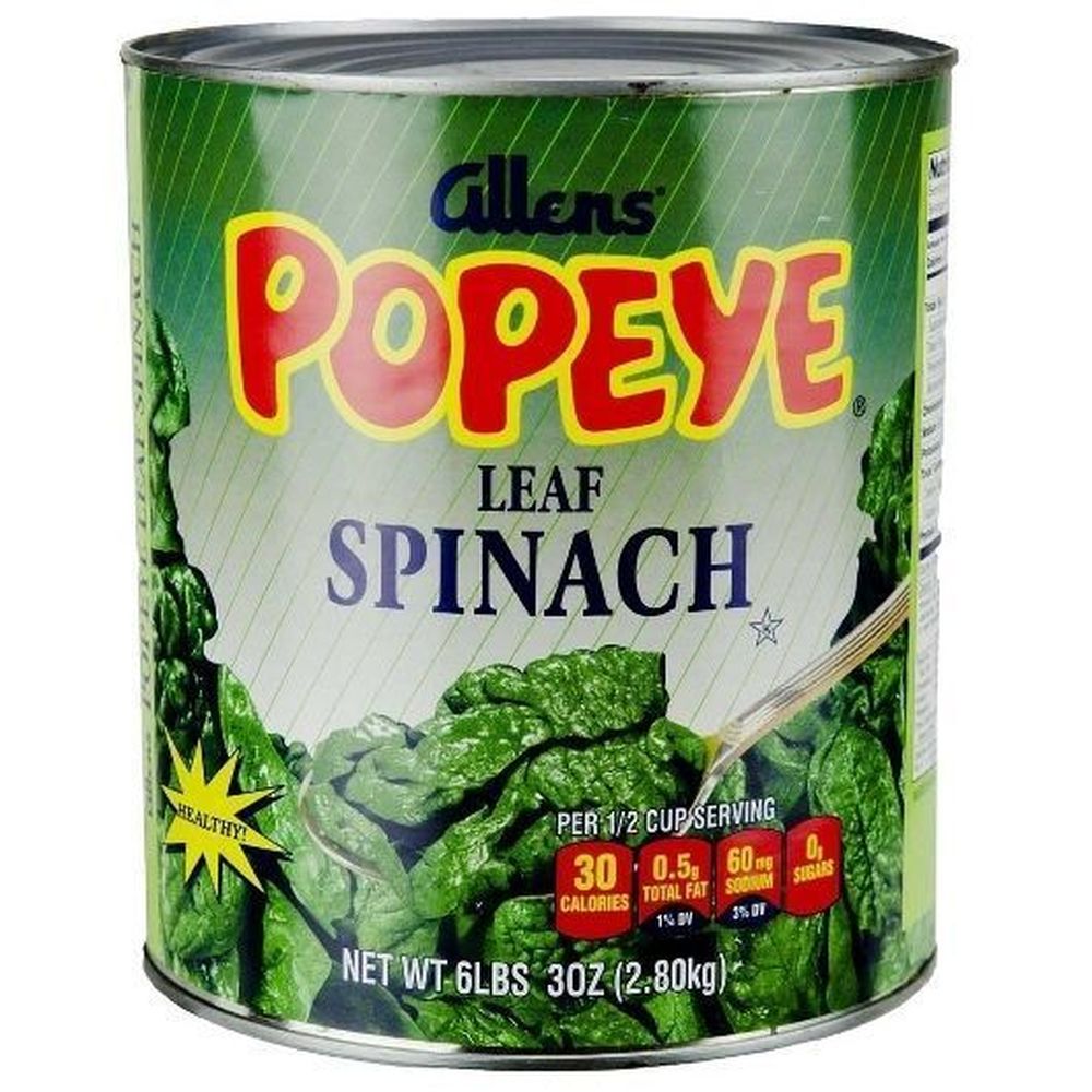 Allens Popeye Low Sodium No Salt Added Leaf Spinach, 99 Ounce -- 6 Per Case