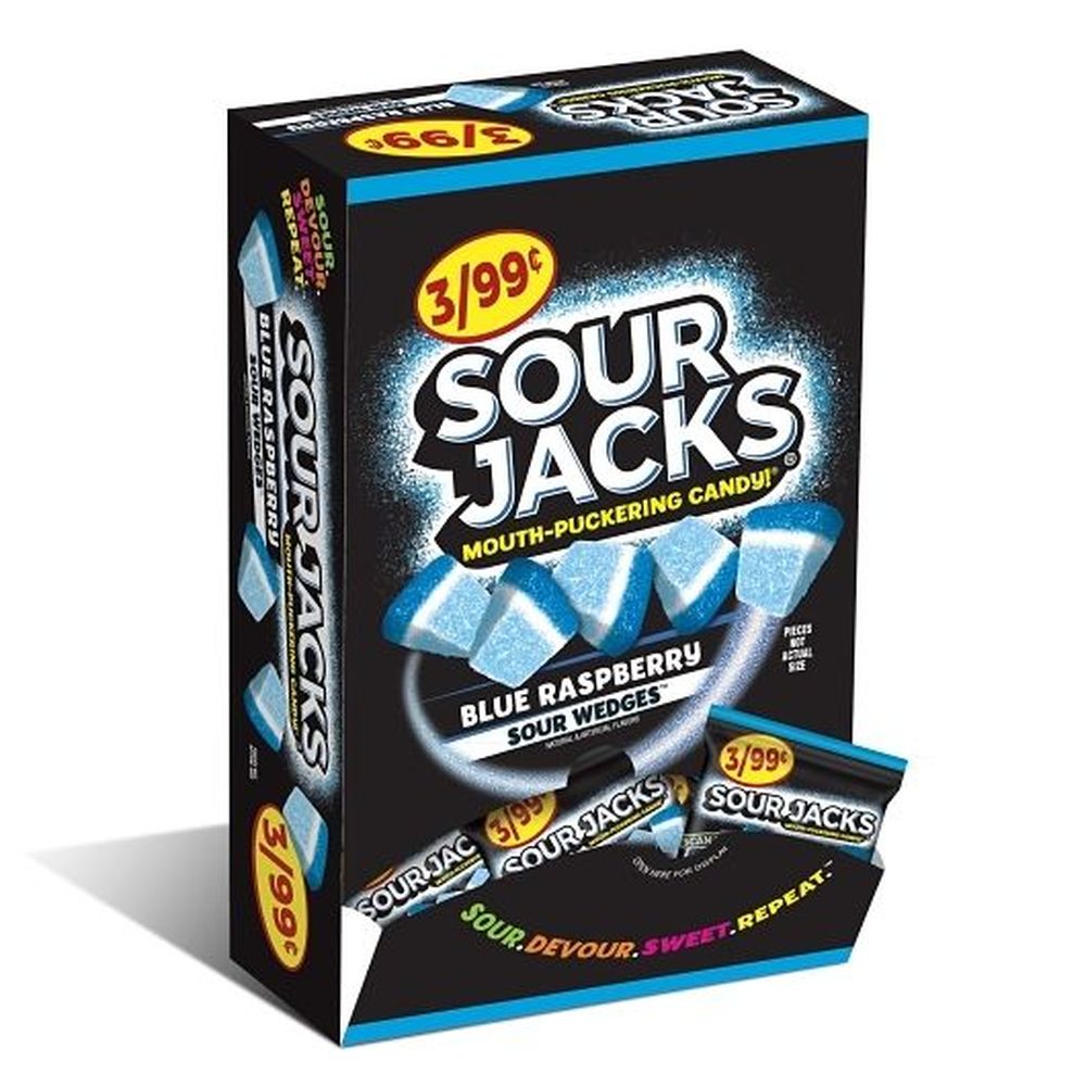 Sour Jacks Blue Raspberry Sour Candy, 0.5 Ounce -- 144 Per Case