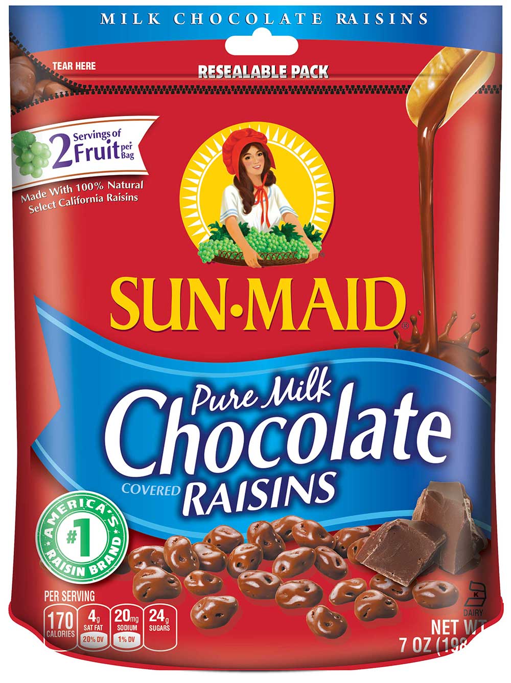 Sun Maid Milk Chocolate Covered Raisins 7 Ounce 6 Per Case