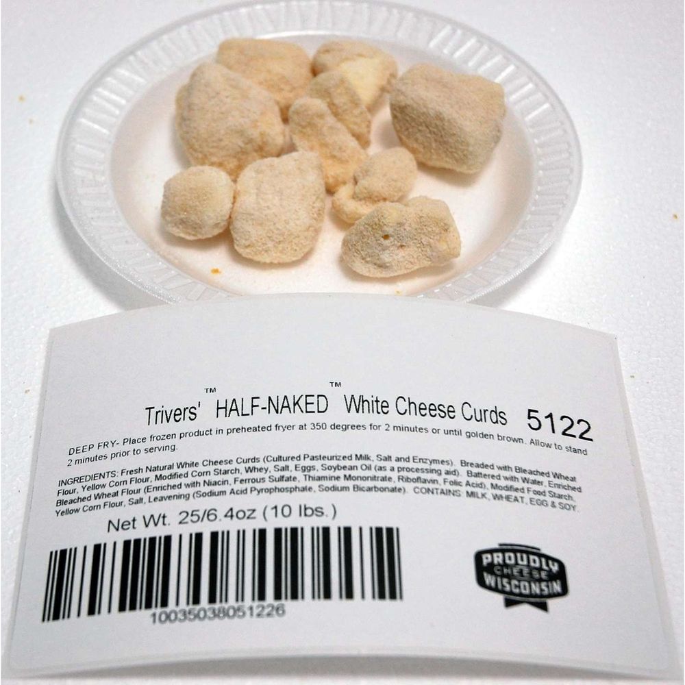Trivers' Half Naked White Cheddar Curds, 6.4 Ounce -- 25 Per Case