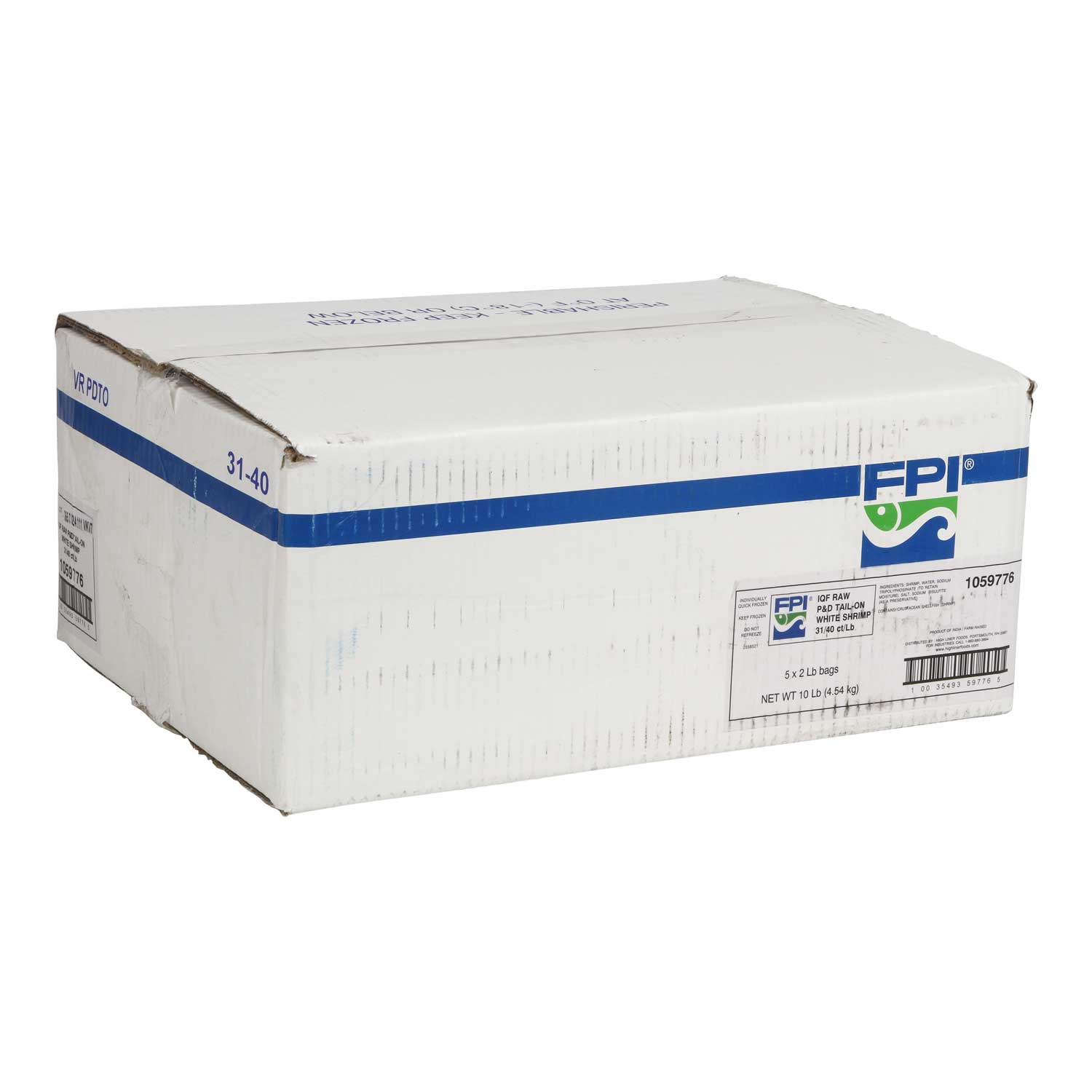 Fpi Iqf Peeled Raw Deveined Tail On White Shrimp, 2 Pound -- 5 Per Case
