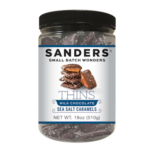 Sanders Milk Chocolate Sea Salt Caramel Thins, 18 Ounce -- 6 Per Case