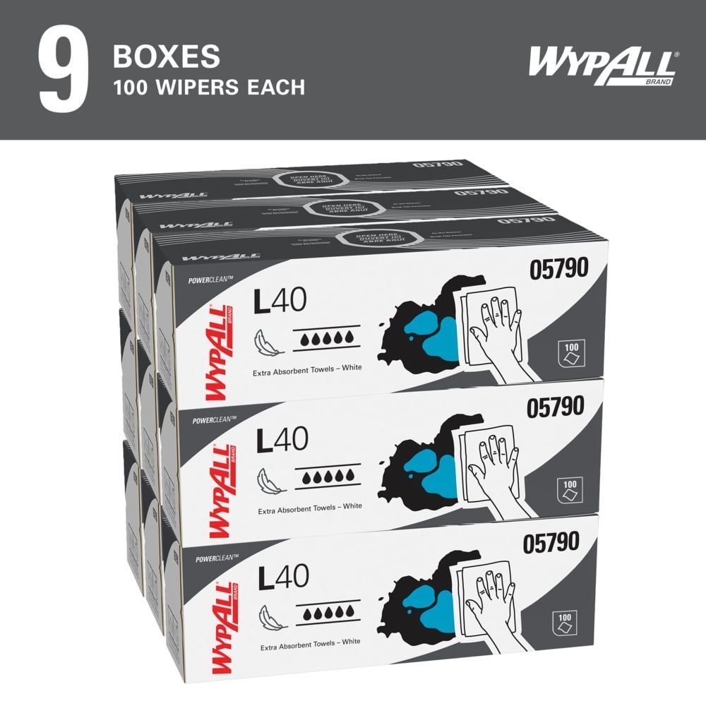 Wypall Powerclean L40 Extra Absorbent Towel, 100 Count -- 9 Per Case