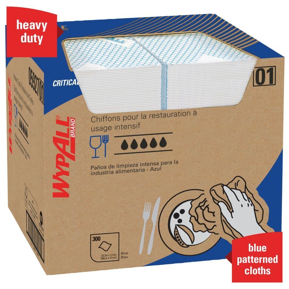 Wypall Criticalclean Blue Foodservice Cloth, 23.3 X 12.3 Inch -- 300 Per Case