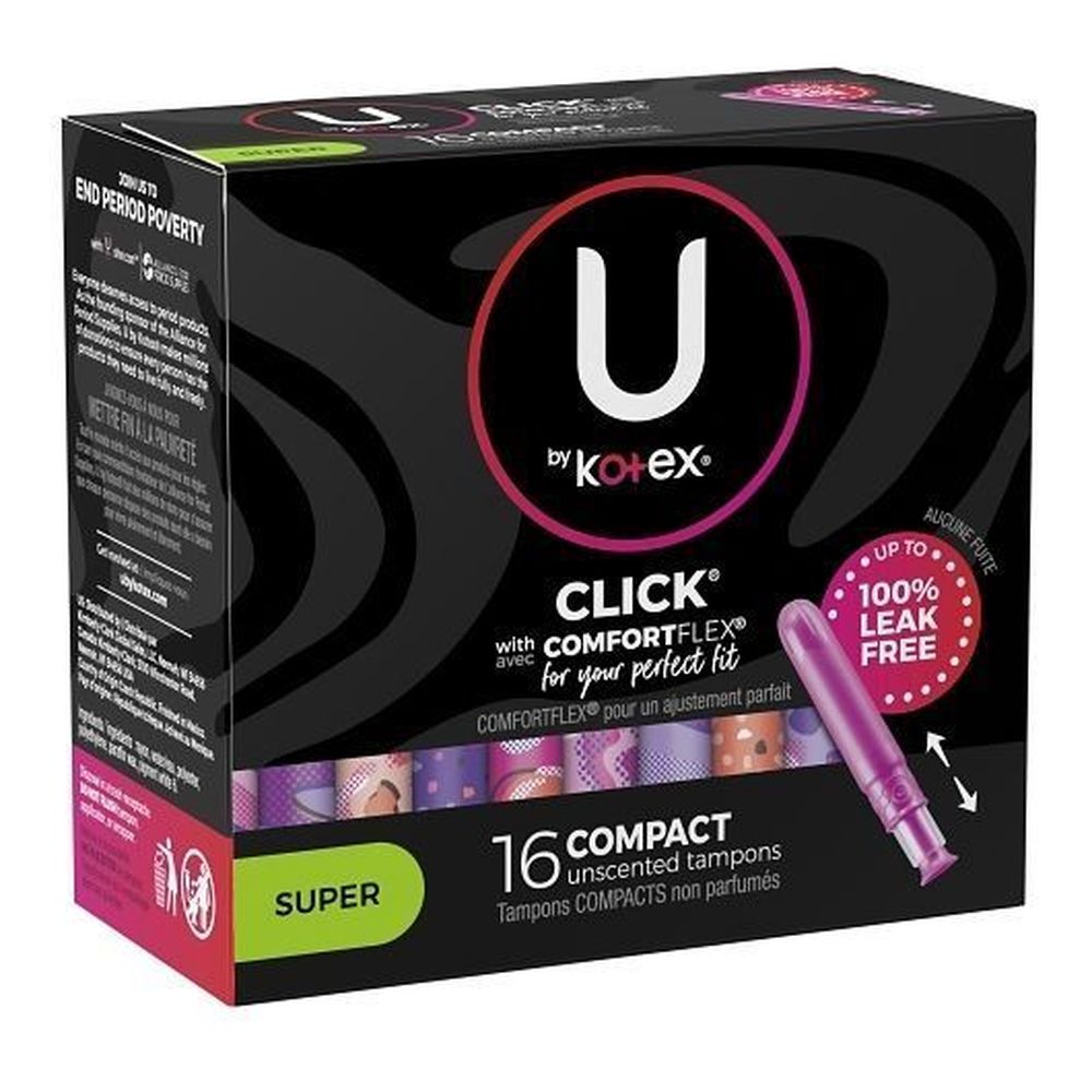 U By Kotex Click Super Absorbency Compact Tampons, 16 Count -- 8 Per Case