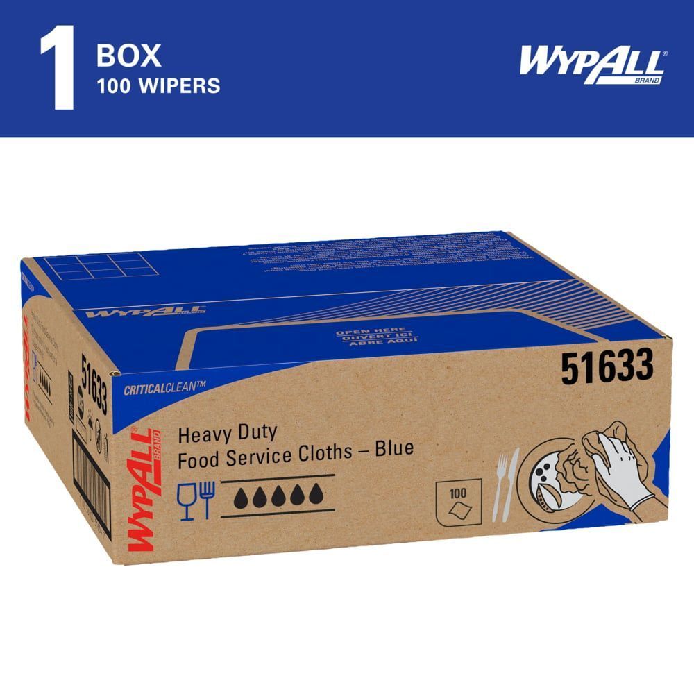 Wypall Blue Heavy Duty Foodservice Reusable Cloth, 100 Count