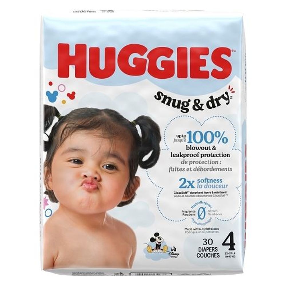 Huggies Snug And Dry Size 4 Diaper Jumbo Pack, 30 Count -- 4 Per Case