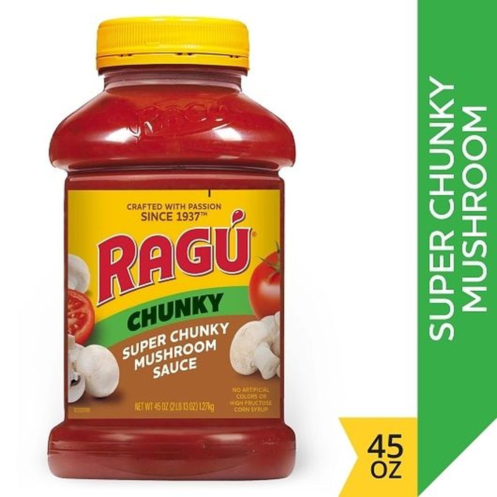 Salsa Ragu Super Chunky De Champiñones, 45 Onzas -- 6 Por Caja